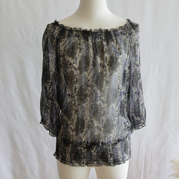INC International Concepts silk Animal print sheer top size 4 S - Picture 1 of 3